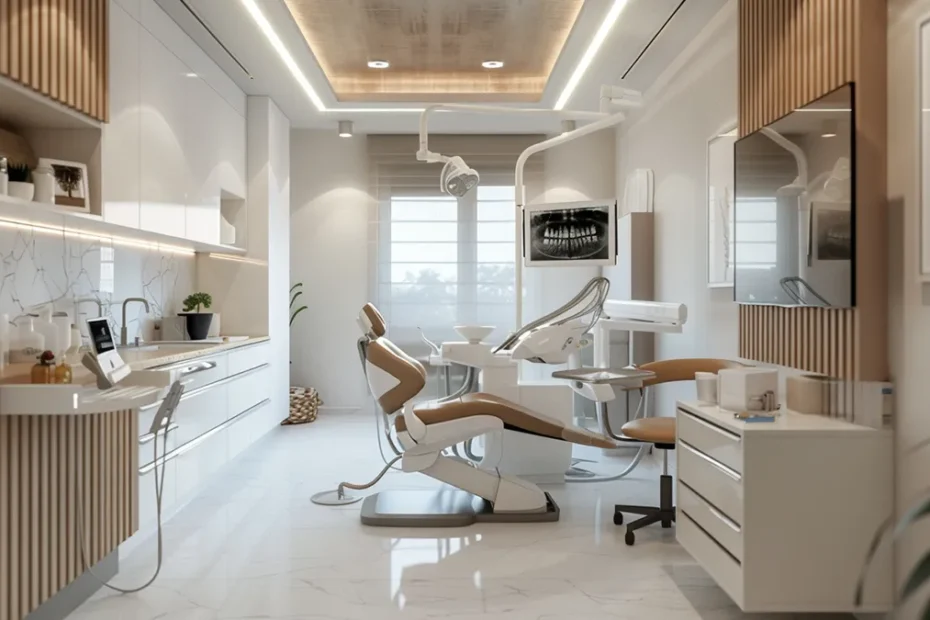 Studio dentistico ristrutturato con design moderno e illuminazione integrata